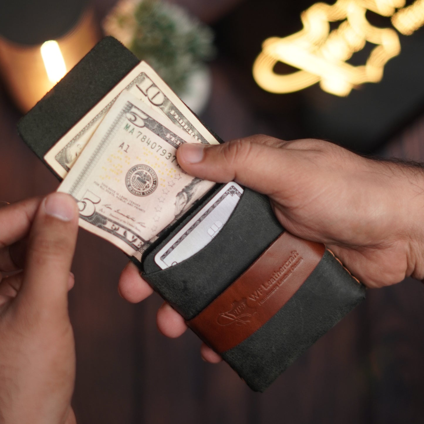 No. 101 All in one Card wallet charcole Black with Brown color